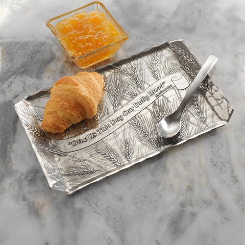 Butler Tray - Wendell August Forge Small Serving Tray With Engraved Daily Bread Design