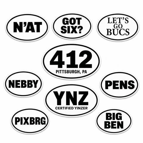 Pittsburgh Pride Oval Stickers – Local Pittsburghese Slang & Sports Decals