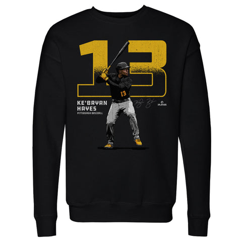 Pittsburgh Pirates Ke'Bryan Hayes Men's Crewneck Sweatshirt Men's Crewneck Sweatshirt 500 LEVEL Black S Men's Crewneck Sweatshirt