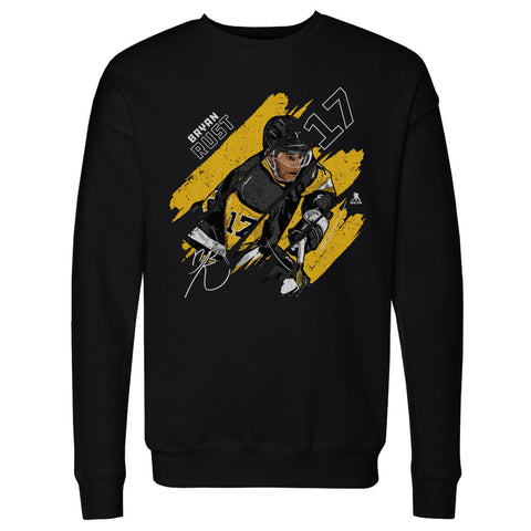 Pittsburgh Penguins Bryan Rust Men's Crewneck Sweatshirt Men's Crewneck Sweatshirt 500 LEVEL Black S Men's Crewneck Sweatshirt