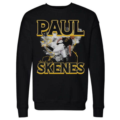 Paul Skenes Pittsburgh Pirates Lightning  | Men's Crewneck Sweatshirt Men's Crewneck Sweatshirt 500 LEVEL Black S Men's Crewneck Sweatshirt