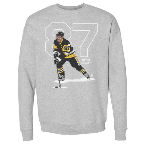 Pittsburgh Penguins Sidney Crosby Men's Crewneck Sweatshirt Men's Crewneck Sweatshirt 500 LEVEL Heather Gray S Men's Crewneck Sweatshirt