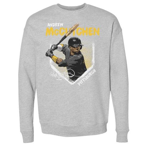 Pittsburgh Pirates Andrew McCutchen Men's Crewneck Sweatshirt Men's Crewneck Sweatshirt 500 LEVEL Heather Gray S Men's Crewneck Sweatshirt