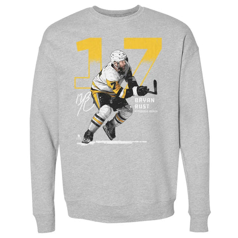 Pittsburgh Penguins Bryan Rust Men's Crewneck Sweatshirt Men's Crewneck Sweatshirt 500 LEVEL Heather Gray S Men's Crewneck Sweatshirt