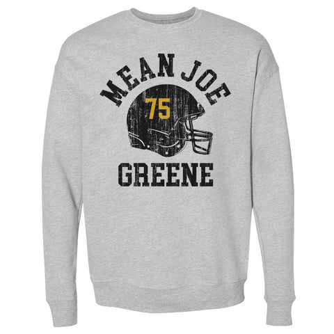 Joe Greene Pittsburgh Helmet Font Men's Crewneck Sweatshirt Men's Crewneck Sweatshirt 500 LEVEL Heather Gray S Men's Crewneck Sweatshirt