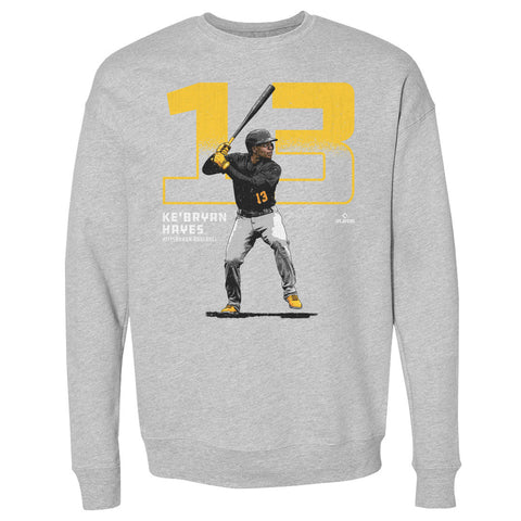 Pittsburgh Pirates Ke'Bryan Hayes Men's Crewneck Sweatshirt Men's Crewneck Sweatshirt 500 LEVEL Heather Gray S Men's Crewneck Sweatshirt