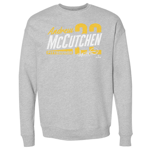 Pittsburgh Pirates Andrew McCutchen Men's Crewneck Sweatshirt Men's Crewneck Sweatshirt 500 LEVEL Heather Gray S Men's Crewneck Sweatshirt