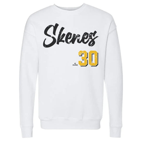 Pittsburgh Pirates Paul Skenes Men's Crewneck Sweatshirt Men's Crewneck Sweatshirt 500 LEVEL White S Men's Crewneck Sweatshirt