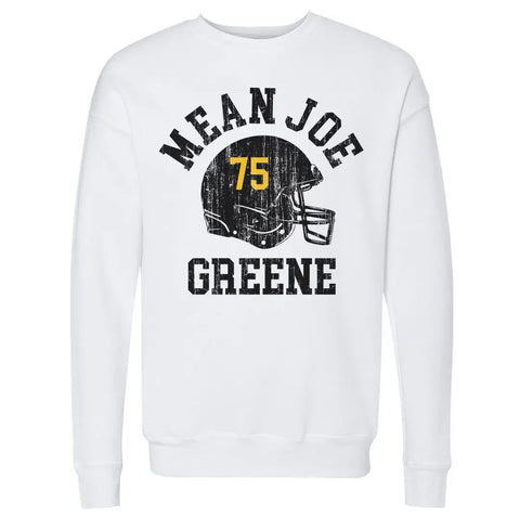 Joe Greene Pittsburgh Helmet Font Men's Crewneck Sweatshirt Men's Crewneck Sweatshirt 500 LEVEL White S Men's Crewneck Sweatshirt