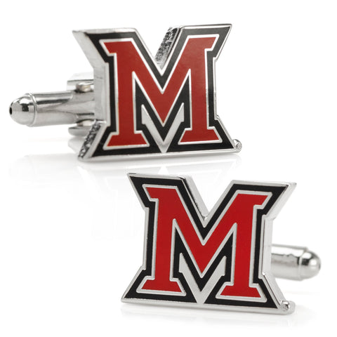 Miami University Cufflinks – NCAA Licensed Gunmetal Enamel Logo Accessories
