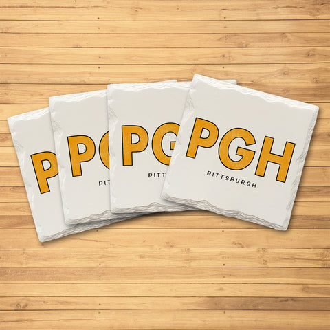 Pittsburgh PGH Ceramic Drink Coasters - 4 Pack Coasters The Doodle Line   