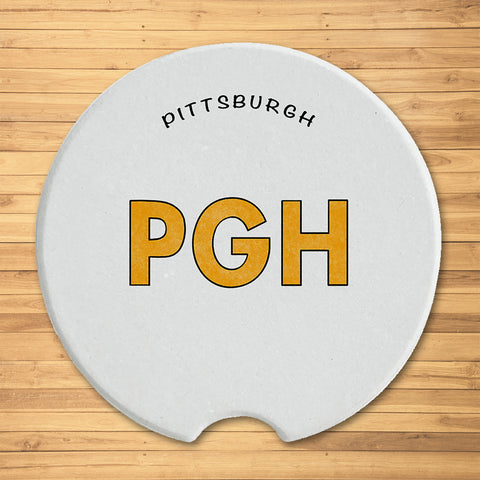 Pittsburgh PGH Ceramic Car Coaster - 1 Pack - Single Coaster Coasters The Doodle Line   