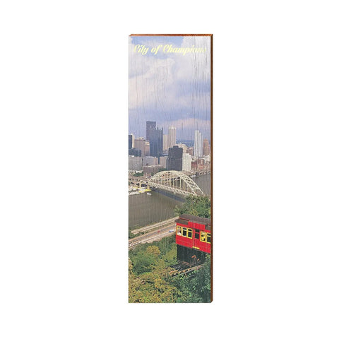 City of Champions Pittsburgh Skyline with Incline | Wall Art Print on Real Wood Wood Sign Mill Wood Art   