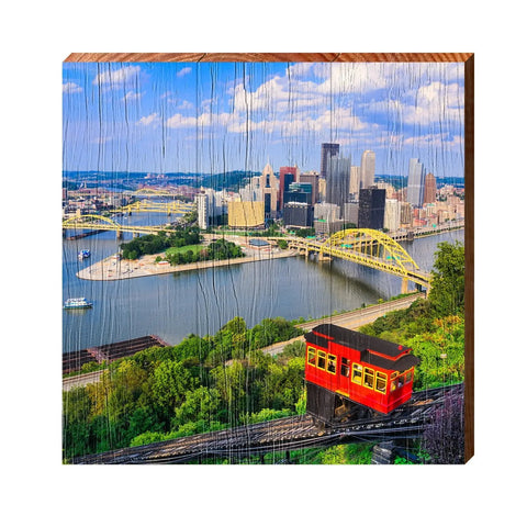 Pittsburgh Skyline | Wall Art Print on Real Wood  Mill Wood Art   