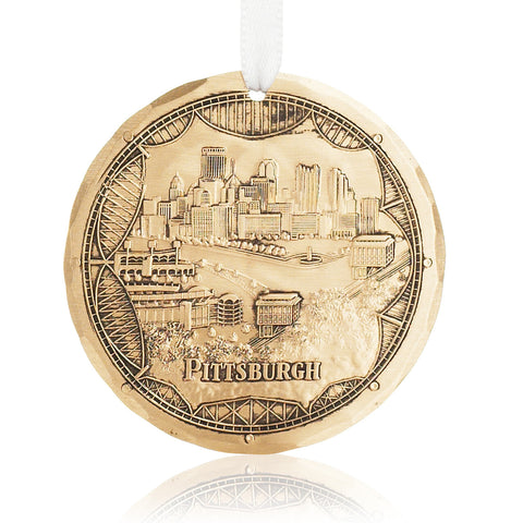 Pittsburgh Bridges Skyline Ornament, Bronze Ornament Wendell August Forge Bronze  