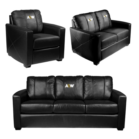 Silver Loveseat with  All Elite Wrestling Primary Logo