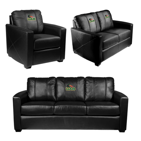 Silver Loveseat with Alabama Birmingham Blazers Spirit Logo
