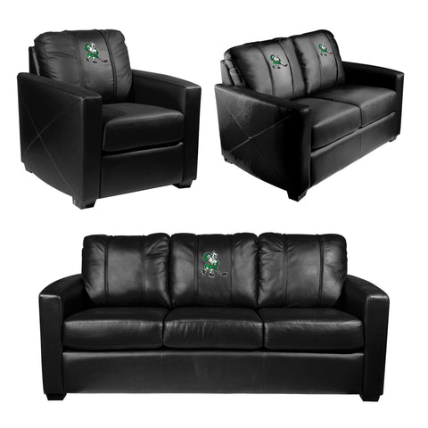 Silver Sofa with University of North Dakota Hockey Mascot Logo