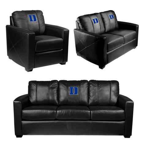 Silver Loveseat with Duke University Iron D Primary Logo