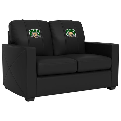 Silver Loveseat with Ohio University Attack Cat Logo
