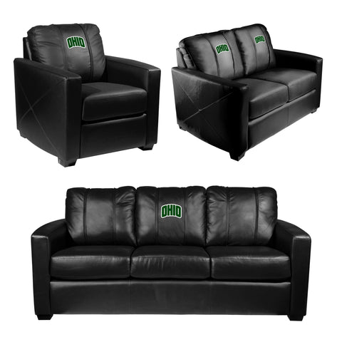 Silver Sofa with Ohio University Wordmark Logo