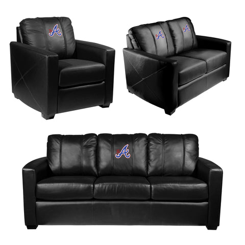 Silver Sofa with Atlanta Braves City Connect The A Logo