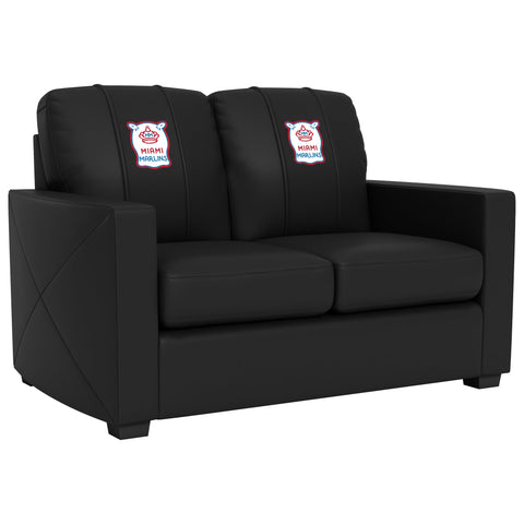 Silver Loveseat with Miami Marlins City Connect Secondary Logo