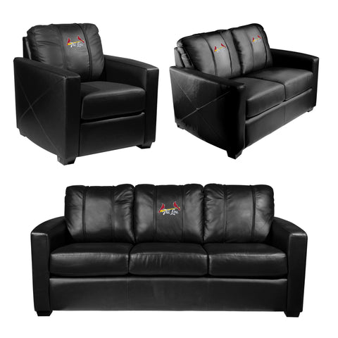 Silver Sofa with St Louis Cardinals City Connect The Lou Logo
