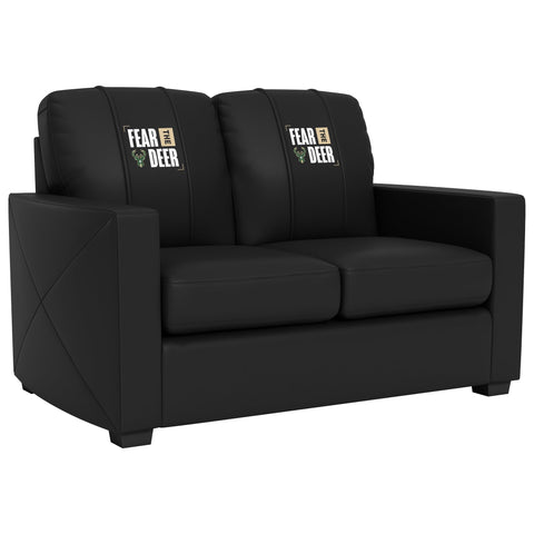Silver Loveseat with Milwaukee Bucks Fear the Deer Playoffs Logo