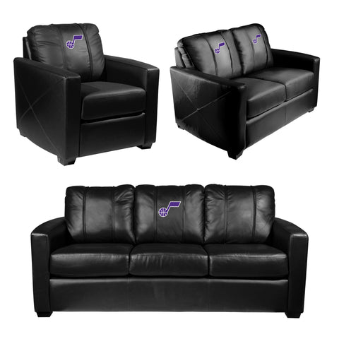 Silver Sofa with Utah Jazz Primary Logo