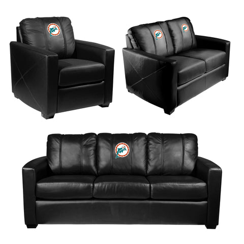 Silver Loveseat with  Miami Dolphins Alternate Logo