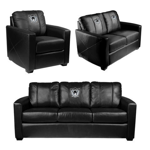 Silver Sofa with Las Vegas Raiders Classic Logo