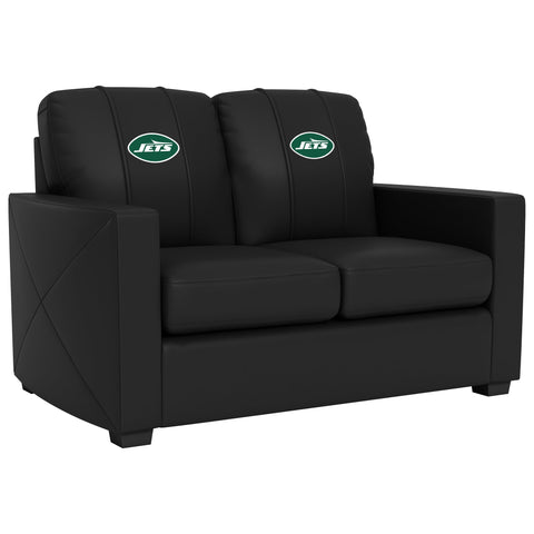 Silver Loveseat with  New York Jets Legacy Secondary Logo