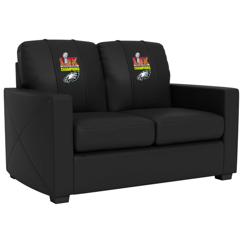 Silver Loveseat with  Philadelphia Eagles Super Bowl LIX Champions Logo