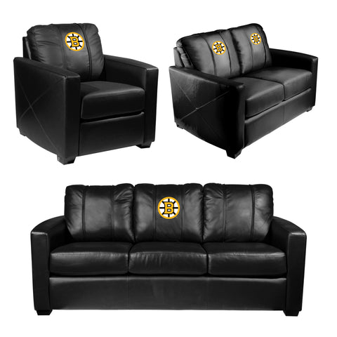 Silver Club Chair with Boston Bruins Primary Logo