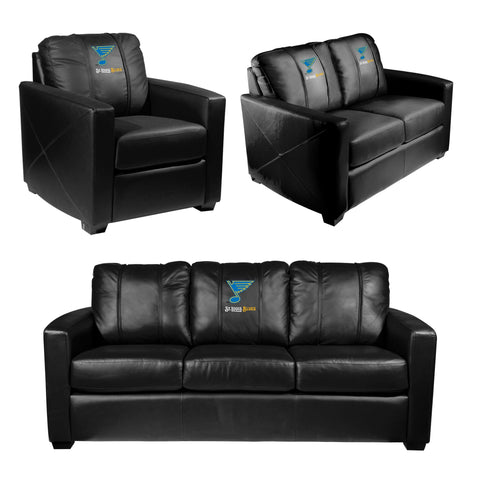 Silver Club Chair with St. Louis Blues Wordmark Logo