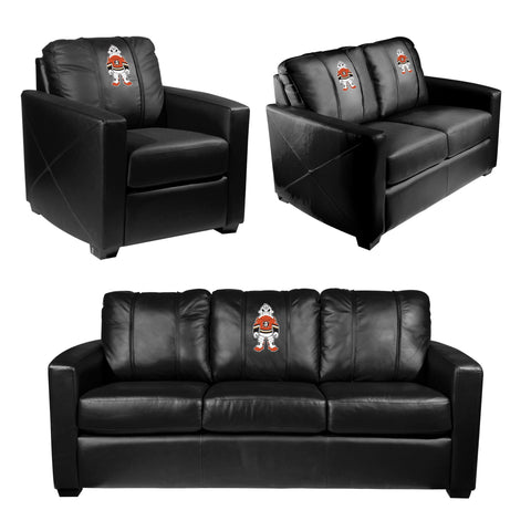 Silver Sofa with Anaheim Ducks Wild Wing Mascot Logo