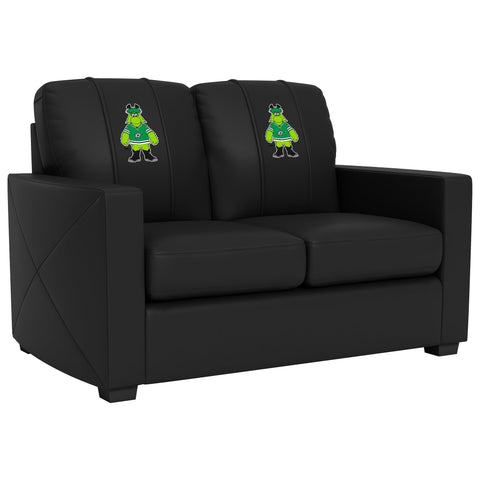 Silver Loveseat with Dallas Stars V Green Mascot Logo