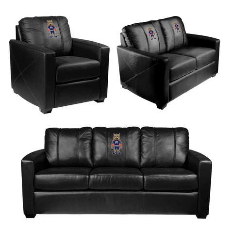 Silver Sofa with Edmonton Oilers Hunter Mascot Logo