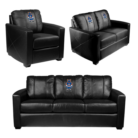 Silver Sofa with New York Islanders Sparky Mascot Logo