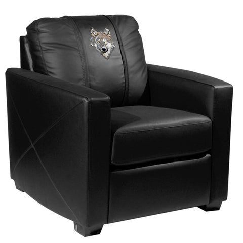 Silver Club Chair with Wolf Head Logo Panel