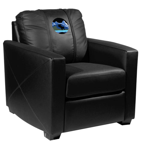 Silver Club Chair with Moose Mountain Scene Logo Panel