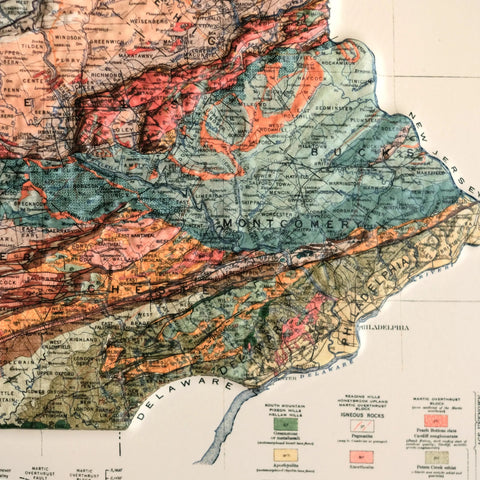 Pennsylvania 1931 3D Raised Relief Map State Map Art Muir Way   