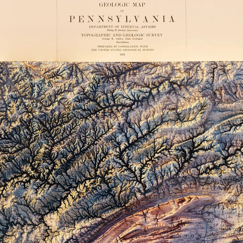 Pennsylvania 1931 Shaded Relief Map State Map Art Muir Way   