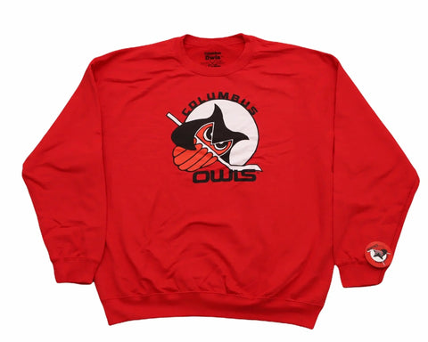 Columbus Owls™ Crewneck Sweatshirt  Vintage Ice Hockey Red S 