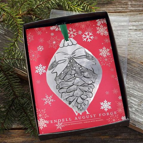 Pinecone Bulb Ornament – Wendell August Forge Rustic Aluminum Holiday Decor