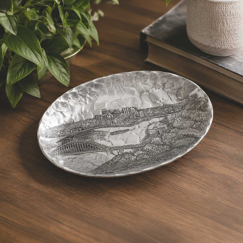 Pittsburgh Skyline Oval Dish – Small Decorative Serving Platter by Wendell August Forge