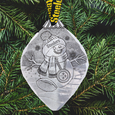 Steelers Snowman Ornament – Handcrafted Pittsburgh Steelers Fan Holiday Decor