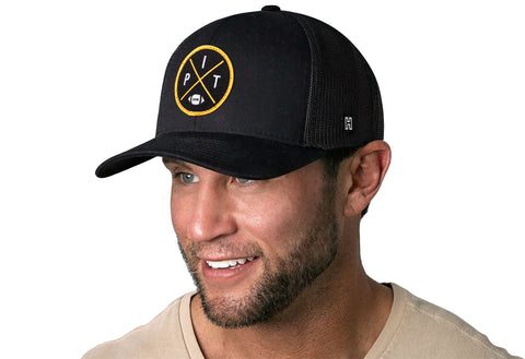 Pittsburgh Trucker Hat  |  Black PIT X Football Snapback