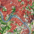 Pittsburgh, Pennsylvania 1960 Shaded Relief Map City Map Art Muir Way   